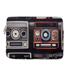 Retro Cameras Old Vintage Antique Technology Wallpaper Retrospective 15  Vertical Laptop Sleeve Case With Pocket by Grandong