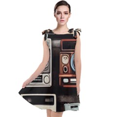 Retro Cameras Old Vintage Antique Technology Wallpaper Retrospective Tie Up Tunic Dress by Grandong