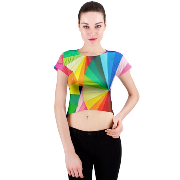 bring colors to your day Crew Neck Crop Top