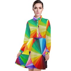 Bring Colors To Your Day Long Sleeve Chiffon Shirt Dress