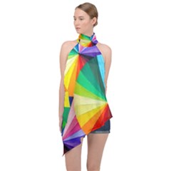 Bring Colors To Your Day Halter Asymmetric Satin Top