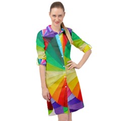 Bring Colors To Your Day Long Sleeve Mini Shirt Dress by elizah032470