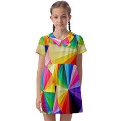 Bring Colors To Your Day Kids  Asymmetric Collar Dress by elizah032470