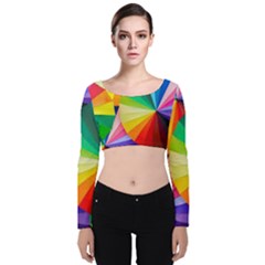 Bring Colors To Your Day Velvet Long Sleeve Crop Top by elizah032470