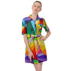 Bring Colors To Your Day Belted Shirt Dress by elizah032470