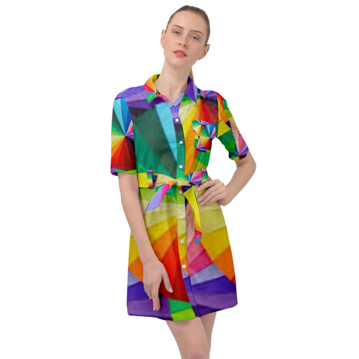 bring colors to your day Belted Shirt Dress