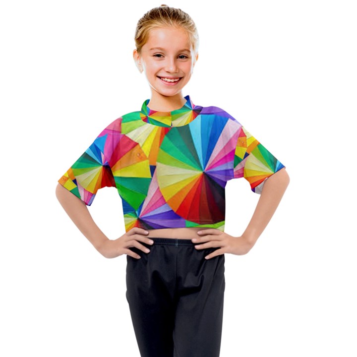 bring colors to your day Kids Mock Neck T-Shirt