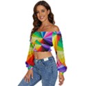 bring colors to your day Long Sleeve Crinkled Weave Crop Top View2