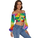 bring colors to your day Long Sleeve Crinkled Weave Crop Top View3