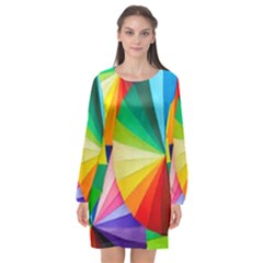 Bring Colors To Your Day Long Sleeve Chiffon Shift Dress  by elizah032470