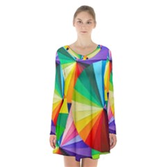 Bring Colors To Your Day Long Sleeve Velvet V-neck Dress