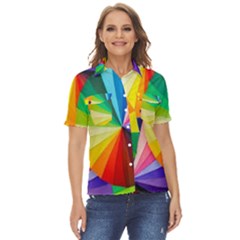 Bring Colors To Your Day Women s Short Sleeve Double Pocket Shirt