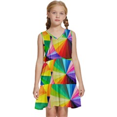 Bring Colors To Your Day Kids  Sleeveless Tiered Mini Dress by elizah032470