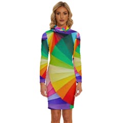 Bring Colors To Your Day Long Sleeve Shirt Collar Bodycon Dress