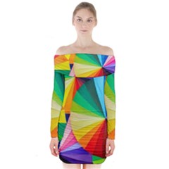 Bring Colors To Your Day Long Sleeve Off Shoulder Dress by elizah032470