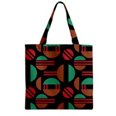 Abstract Geometric Pattern Zipper Grocery Tote Bag