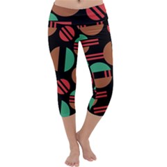 Abstract Geometric Pattern Capri Yoga Leggings