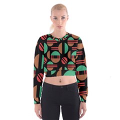 Abstract Geometric Pattern Cropped Sweatshirt