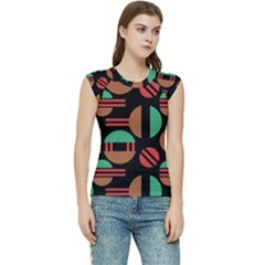 Abstract Geometric Pattern Women s Raglan Cap Sleeve T-shirt