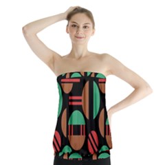 Abstract Geometric Pattern Strapless Top