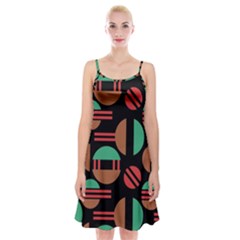 Abstract Geometric Pattern Spaghetti Strap Velvet Dress