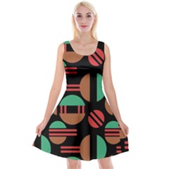 Abstract Geometric Pattern Reversible Velvet Sleeveless Dress