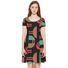 Abstract Geometric Pattern Inside Out Cap Sleeve Dress