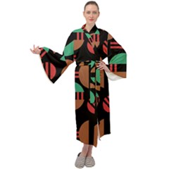 Abstract Geometric Pattern Maxi Velvet Kimono