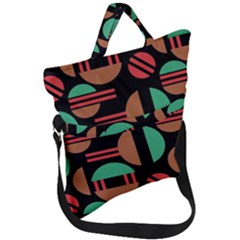 Abstract Geometric Pattern Fold Over Handle Tote Bag