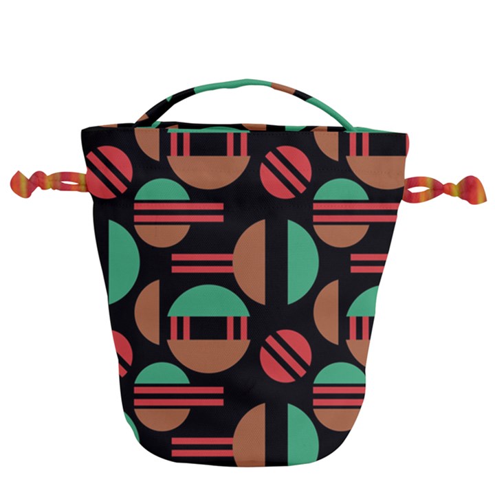 Abstract Geometric Pattern Drawstring Bucket Bag