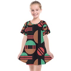 Abstract Geometric Pattern Kids  Smock Dress