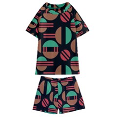 Abstract Geometric Pattern Kids  Swim T-shirt And Shorts Set