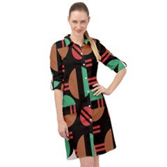 Abstract Geometric Pattern Long Sleeve Mini Shirt Dress by Maspions