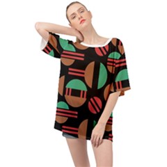 Abstract Geometric Pattern Oversized Chiffon Top