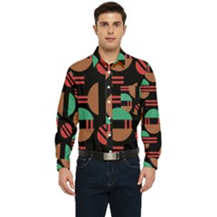 Abstract Geometric Pattern Men s Long Sleeve Pocket Shirt 