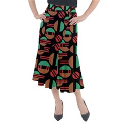 Abstract Geometric Pattern Midi Mermaid Skirt