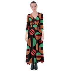 Abstract Geometric Pattern Button Up Maxi Dress