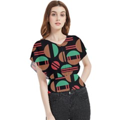 Abstract Geometric Pattern Butterfly Chiffon Blouse