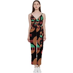 Abstract Geometric Pattern V-neck Camisole Jumpsuit