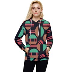 Abstract Geometric Pattern Women s Lightweight Drawstring Hoodie