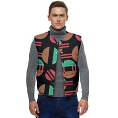 Abstract Geometric Pattern Men s Button Up Puffer Vest	