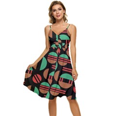 Abstract Geometric Pattern Sleeveless Tie Front Chiffon Dress by Maspions