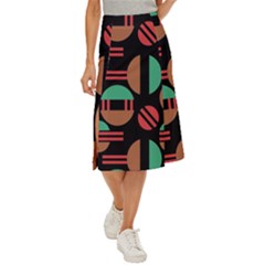 Abstract Geometric Pattern Midi Panel Skirt