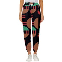 Abstract Geometric Pattern Women s Cropped Drawstring Pants by Maspions