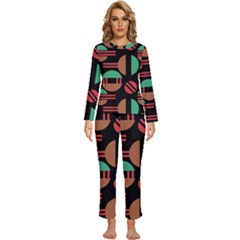 Abstract Geometric Pattern Womens  Long Sleeve Lightweight Pajamas Set