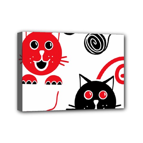 Cat Little Ball Animal Mini Canvas 7  X 5  (stretched)