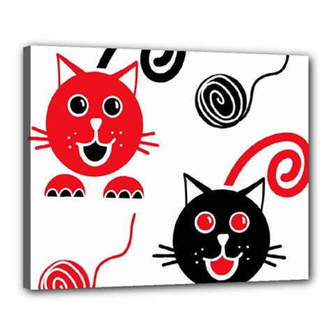 Cat Little Ball Animal Canvas 20  X 16  (stretched)