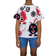 Cat Little Ball Animal Kids  Short Sleeve Swimwear