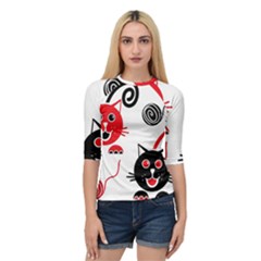 Cat Little Ball Animal Quarter Sleeve Raglan T-shirt