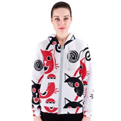 Cat Little Ball Animal Women s Zipper Hoodie